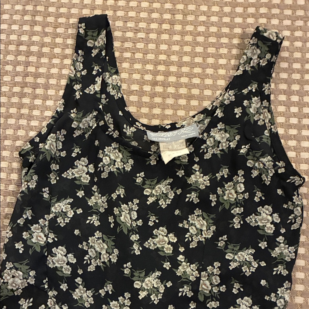 Vintage Sheer Floral Black Dress